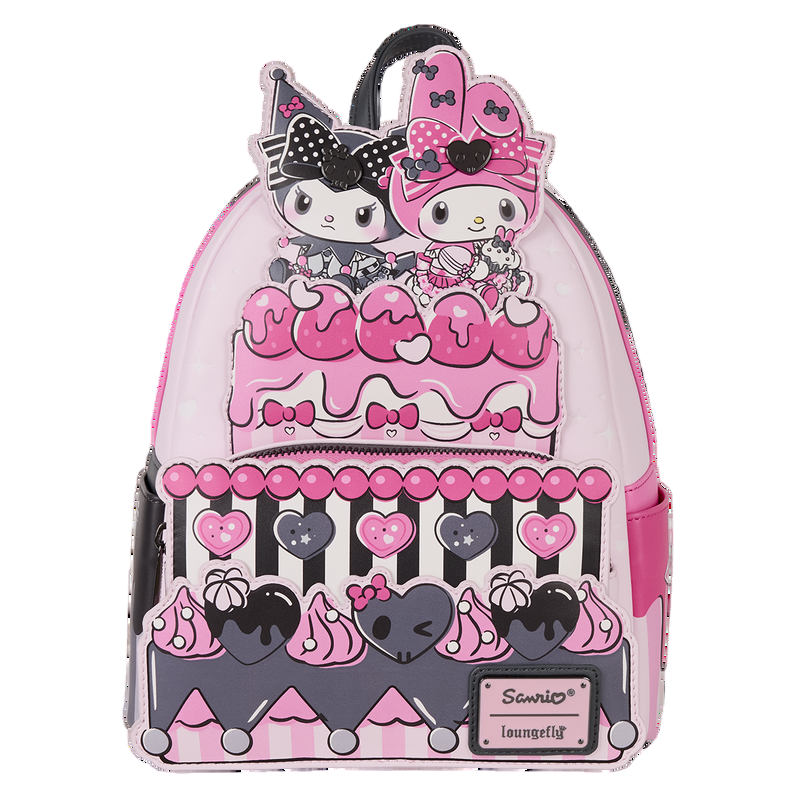 Mini backpack with Kuromi and My Melody Sanrio characters on a white background