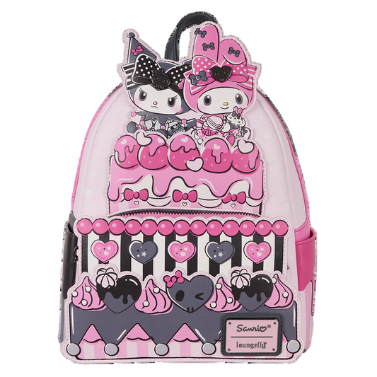 Mini backpack with Kuromi and My Melody Sanrio characters on a white background