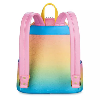 Colorful backpack with a gradient design on a white background