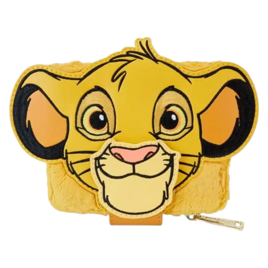 Plush wallet shaped like a Simba's face on a white background