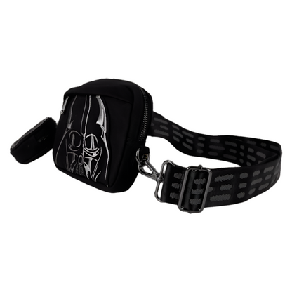 Black crossbody strap with Darth Vader design on a white background