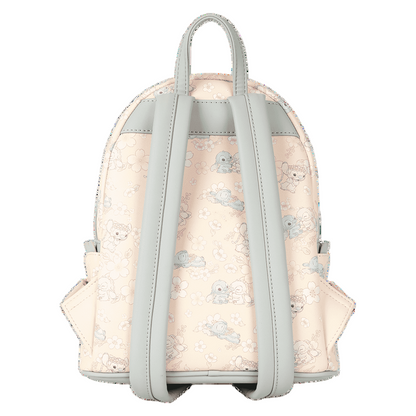 Back view of Stitch & Angel Cherry Blossom Backpack with Stitch & Angel  pattern on a white background
