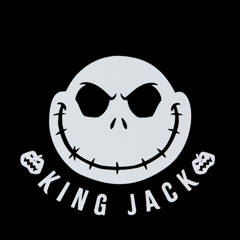 Skellington face with 'King Jack' text on a black background