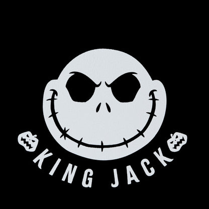 Skellington face with 'King Jack' text on a black background