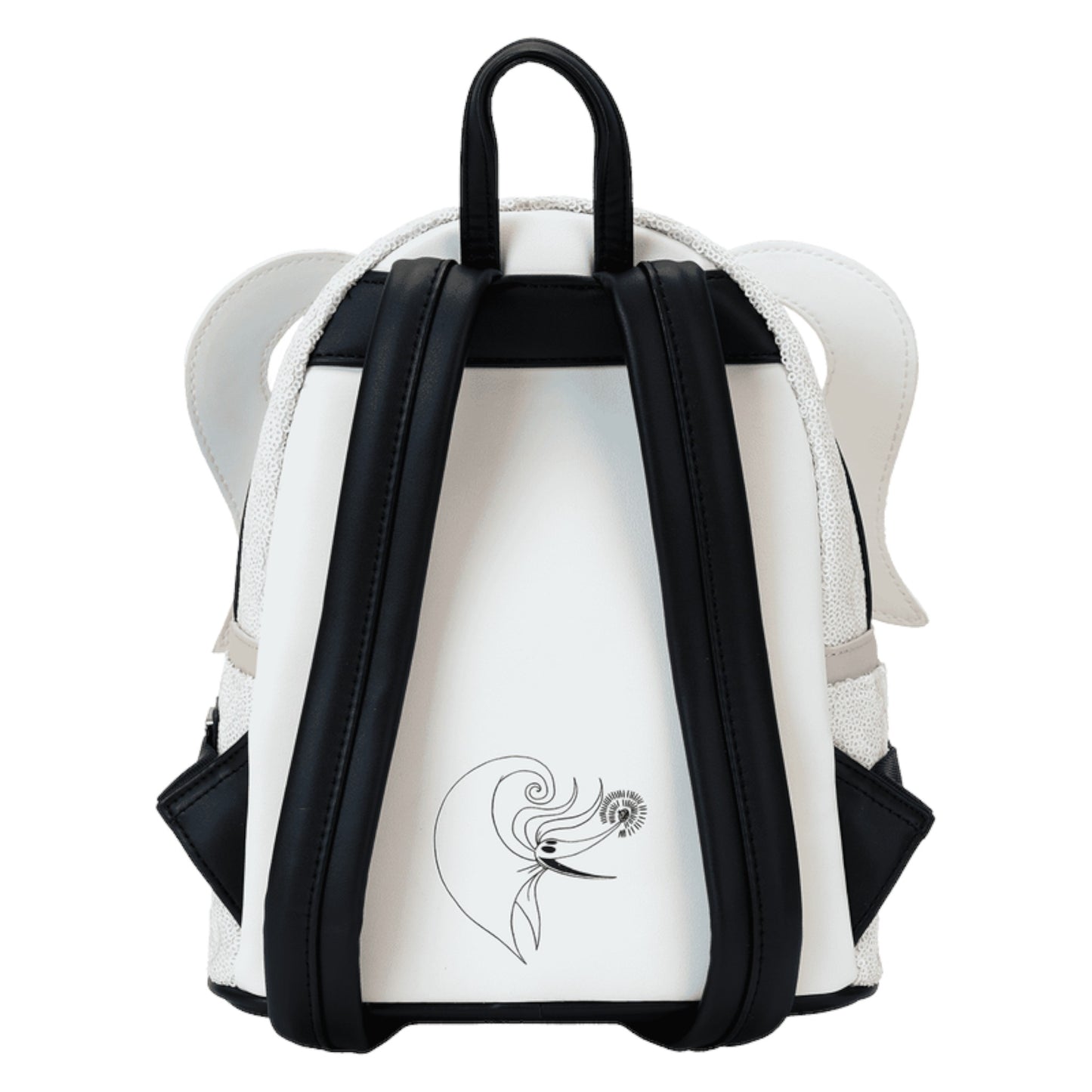 Back Zero Sequin Cosplay Glow Mini Backpack with black straps on a white background