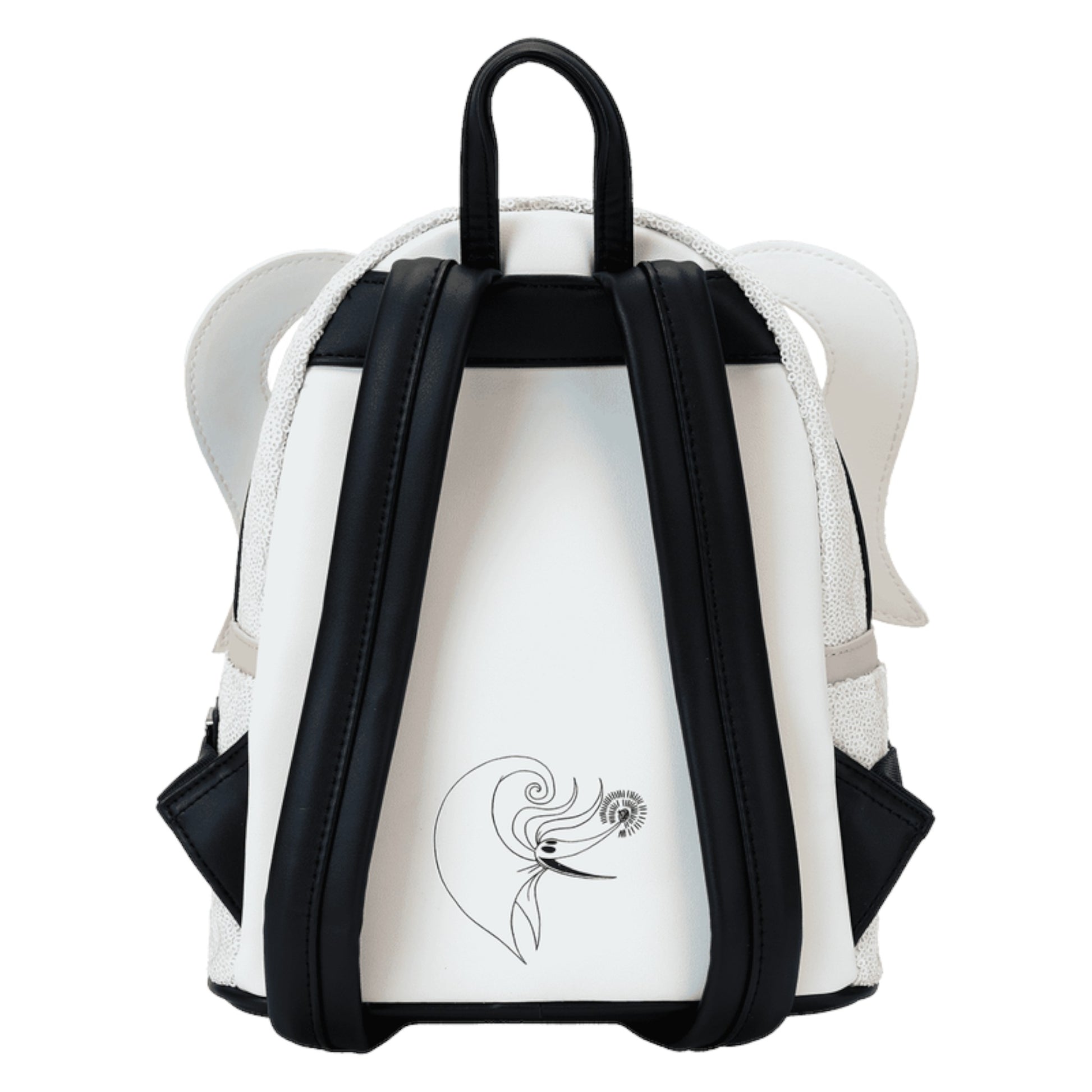 Back Zero Sequin Cosplay Glow Mini Backpack with black straps on a white background