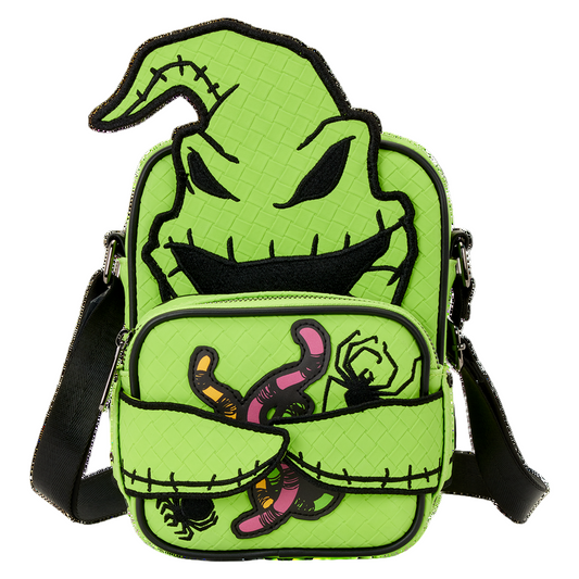 Green bag with Oogie Boogie design on a white background