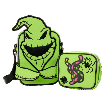 Green bag with Oogie Boogie character design on a white background