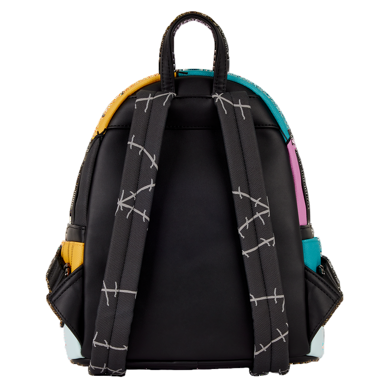 Black backpack with colorful accents on a white background