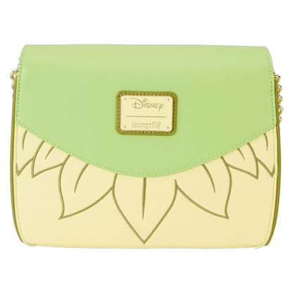 Green and yellow handbag with Disney logo on a white background