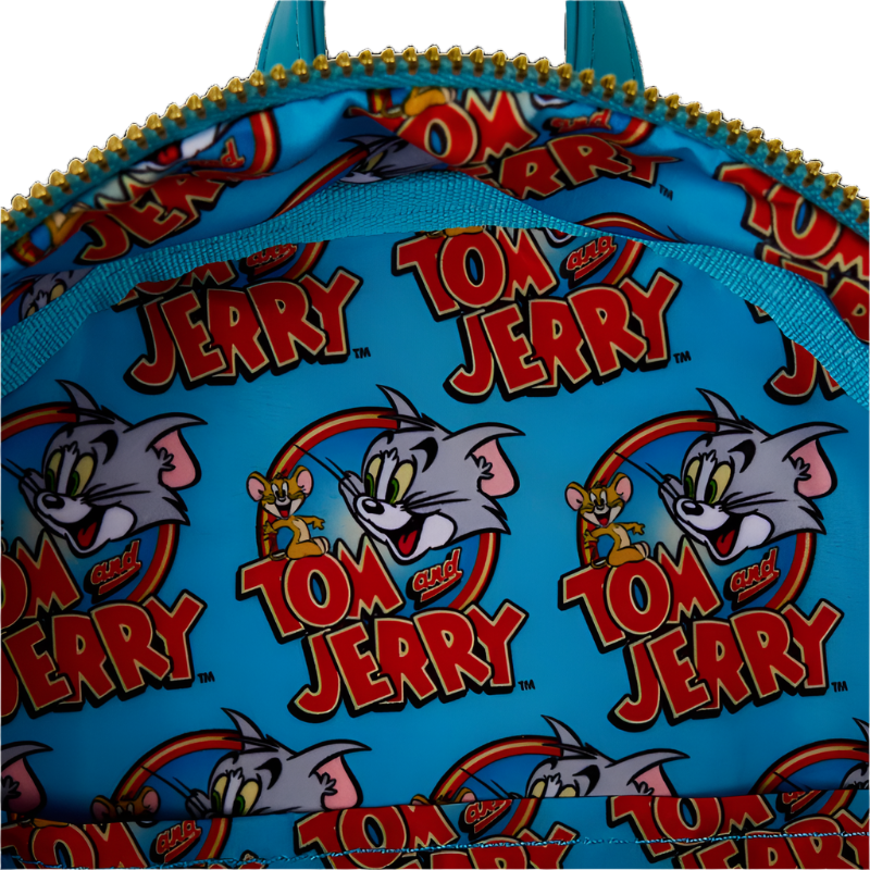 Backpack with Tom and Jerry pattern on a blue background