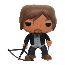 Funko Pop! vinyl figure of Daryl Dixon holding a knife in one hand and a crossbow in the other from 'The Walking Dead' on a white background