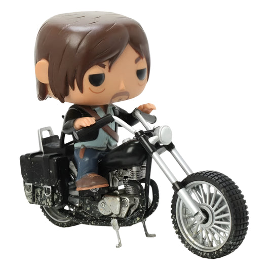 Figurine of Daryl Dixon on a motorcycle with a white background