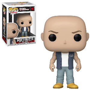 Funko Pop! vinyl figure Dom Toretto from 'Fast & Furious' series with a vest, white shirt, blue jeans, and brown boots, with packaging on a white background.
