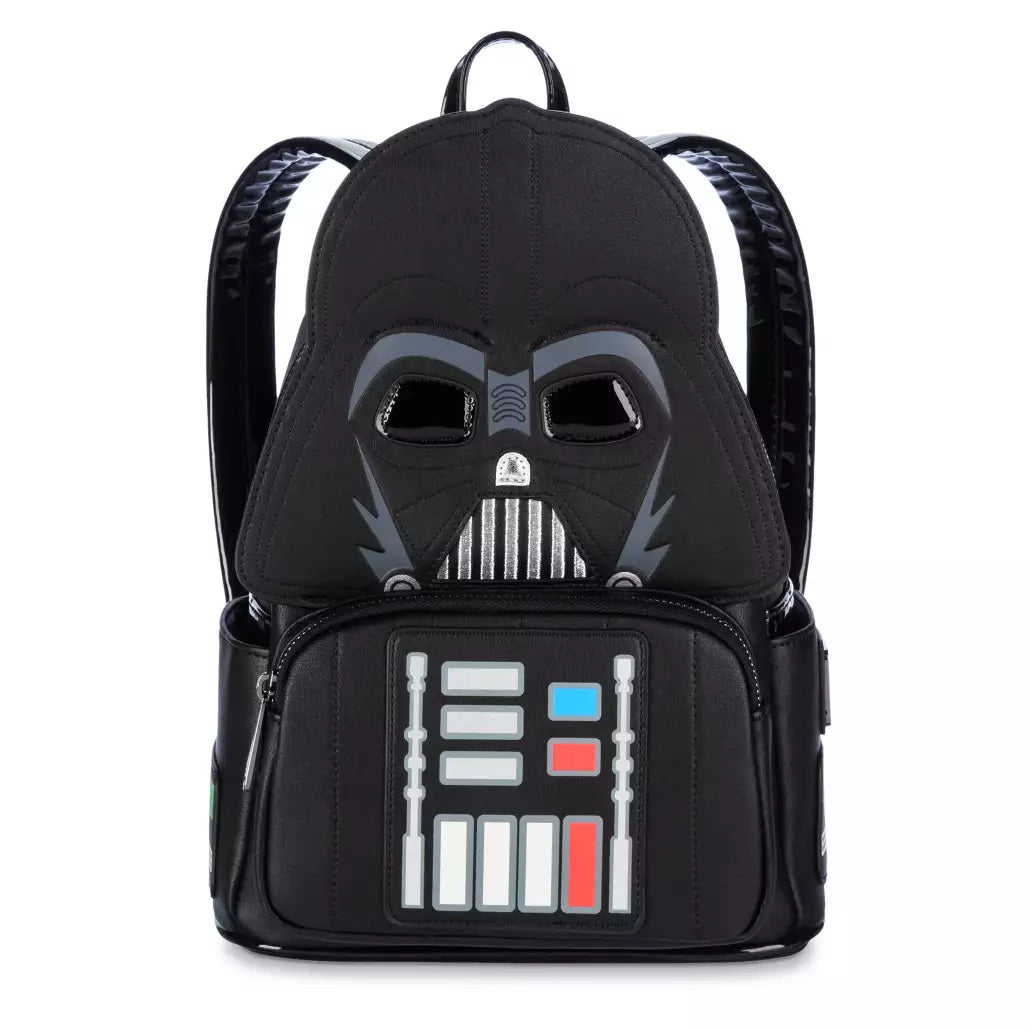 Front view of the mini backpack with Darth Vader design on a white background