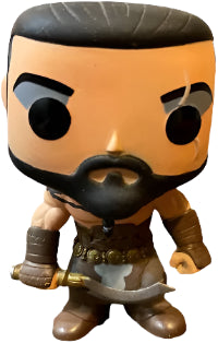 Funko Pop! vinyl figure of Khal Drogo holding his sword on a white background