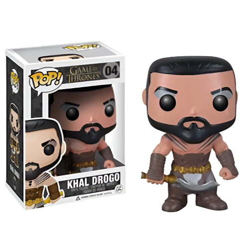 Funko Pop! Khal Drogo figure from Game of Thrones holding his sword with packaging on a white background