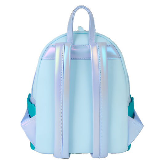 Eeyore back of Iridescent backpack with teal accents on a white background