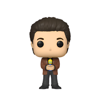 Funko Pop! vinyl figure of Jerry from Seinfeld holding Pez on a white background