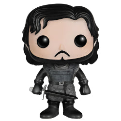 Funko Pop! vinyl figure of Jon Snow with black hair and outfit on a white background