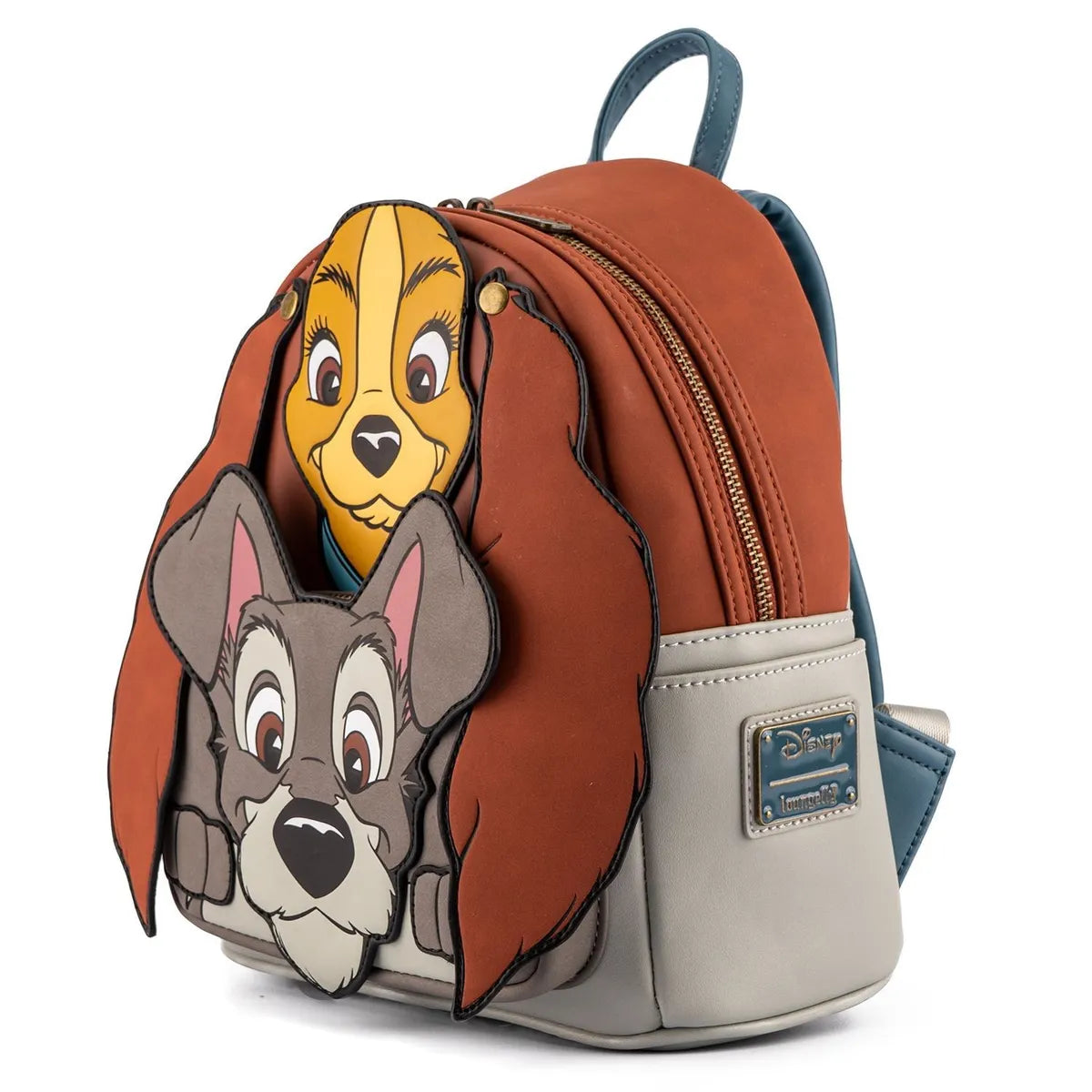 Backpack with Lady and Tramp faces on a white background