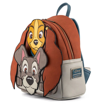Backpack with Lady and Tramp faces on a white background