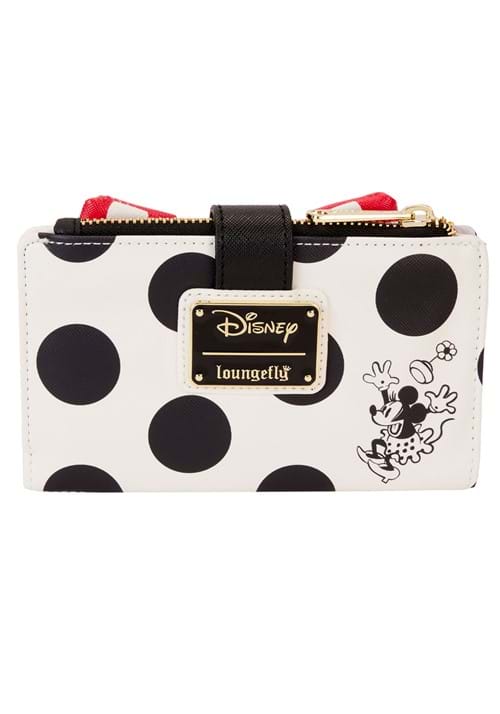 Polka dot wallet with Disney logo and Minnie Mouse on a white background
