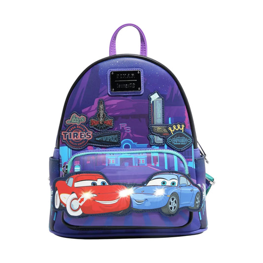 Backpack with cars design on a white background