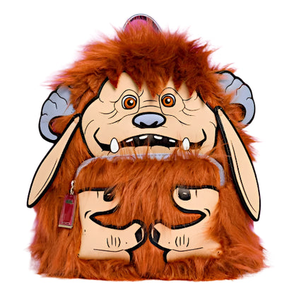 Plush backpack with Ludo from the movie Labyrinth on a white background.