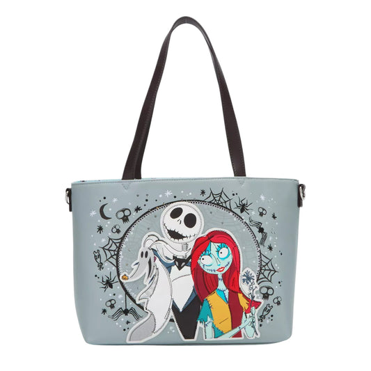 Handbag with Jack, Sally and Zero characters on a white background