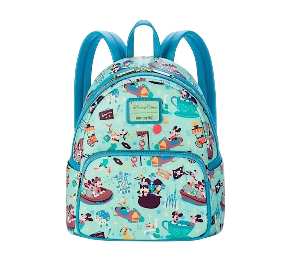 Backpack with Disney-themed character pattern on a white background