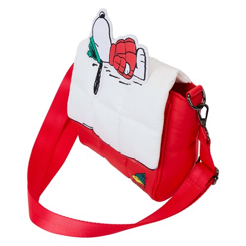 Side view of bag with Snoopy and Woodstock design on a white background