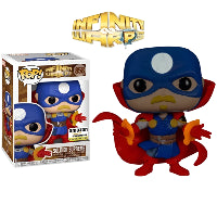 Funko Pop! vinyl figure of Soldier Supreme with packaging and 'Infinity Wars' logo on a white background