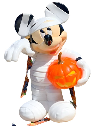 Mummy Halloween Mickey Mouse popcorn bucket holding a pumpkin on a white background