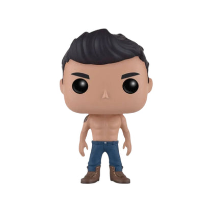Shirtless Jacob Black with jeans and boots on a white background
