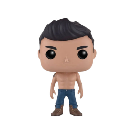 Shirtless Jacob Black with jeans and boots on a white background
